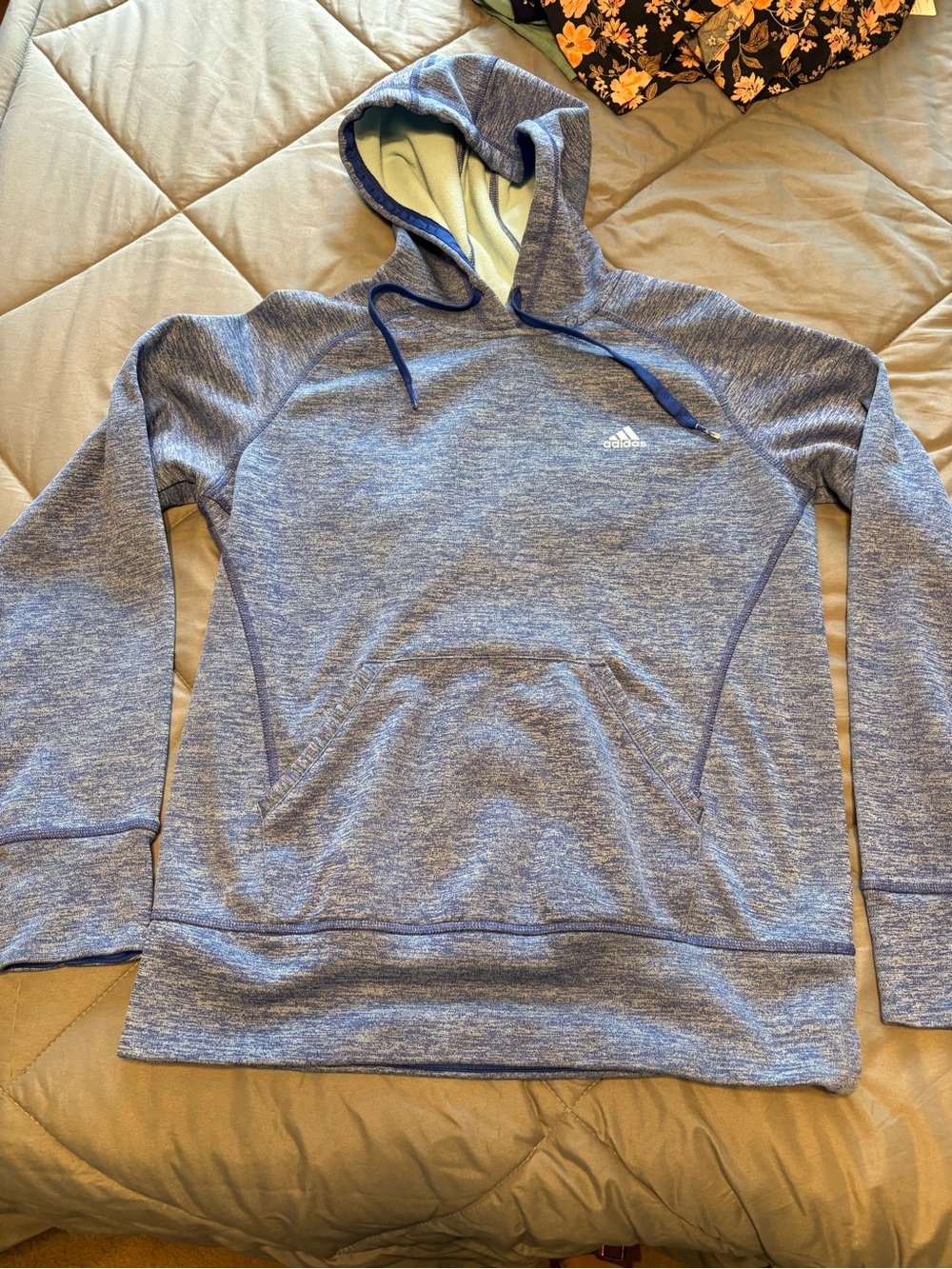 adidas Women’s Heather Blue Hooded Pullover Sweatshirt